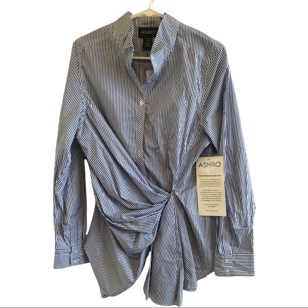 NWOT Striped Twist Tie Asymmetrical Top